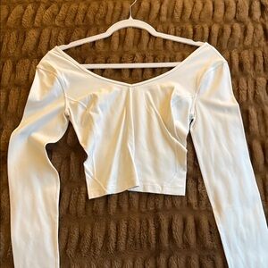 Lululemon Athletica White Long Sleeve Crop Top
